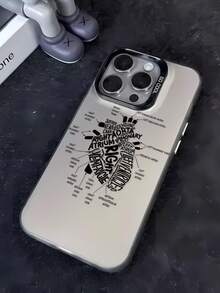 1件装时尚个性化内脏心形图案美学黑色IMD防震防指纹手机壳，兼容 16/16Pro/16Plus/15/15ProMax/15Pro/11/12/13/14ProMax/11Pro/11ProMax/12Pro/12ProMax/13Pro/13ProMax/14Pro/14ProMax，高端创意 - 彩色 - 查看 1