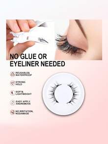 Easy-Apply Magnetic False Eyelashes Kit - 3D Natural Look, Cat Eye Style, Reusable & Glue-Free, Comfort Fit For All Occasions - Spiky Manga Lashes - View 3