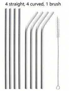 Set di cannucce in acciaio inossidabile, cannucce dritte e piegate riutilizzabili extra lunghe + spazzolino per la pulizia, adatte per tazze da 20 once, compatibili con caffè, tè al latte, cocktail, regalo di Natale portatile - cannucce in acciaio inossidabile - Visualizzare 13