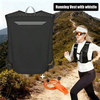 跑步背包、徒步背包、带手机袋的水袋跑步背心，配有可调节肩带和3个口袋，男女通用，轻便水袋背心背包，适合徒步、越野跑、骑行、马拉松等运动。