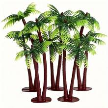 5PCS 2.76inch Mini Architectural Sandbox Model Coconut Tree Set - Realistic Beach Landscape Model Double Palm Trees, Miniature Landscaping Small Tree Simulation Handmade DIY Finished Tree, Miniature Scene Tree, Train Scene Decoration Accessories, Architectural Design, Sandbox Games, Tabletop Games, Aquarium And Cake Decoration And Craft Projects