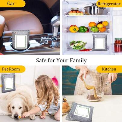 Bamboo Charcoal Bags Odor Absorber, 2 Packs 100g Charcoal Deodorizer Bags With Hooks, Nature Bamboo Charcoals Air Purifying Bags Activated Charcoals Odor Absorbers For Home Cars Pet Closet Bathroom