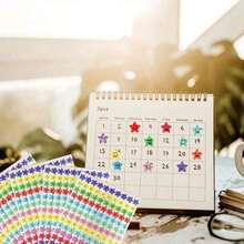 3000张闪亮星星贴纸，多种笑脸图案，1500张适用于学生奖励和行为记录表，自粘教师用品