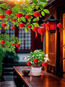 30pcs Mini Red Plush Lanterns For The Year Of The Horse In 2026, Suitable For Indoor Decoration During The Spring Festival,Potted Plants Decoration, Hanging Decorations In Courtyards, Restaurants And Shopping Malls Spring Festival Decorations, Year Of The Horse Decorations, New Year Decorations, Christmas Decorations, Festive Atmosphere Decorations, Wall Decorations