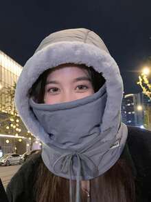 Winter Warm Ear Protection Trapper Hat For Women, Ski & Cycling Windproof Ski Mask Scarf Set