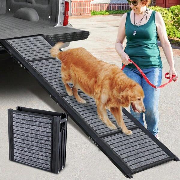 180CM Foldable Dog Car Ramp48cm Widen Dog Steps For Large Dogs With NonSlip Surface Portable Aluminum Folding Pet Ramp For Dogs Lightweight Dog Stairs For Cars SUV And Trucks Supports Up To 110KG
