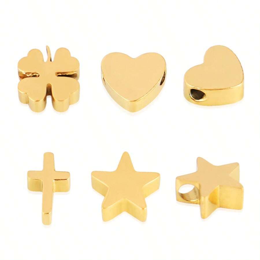 5个抛光不锈钢十字架和心形吊坠，适合手工珠宝制作、DIY手链和项链 - 吊墜 - 查看 1