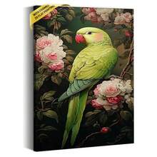 1pc Classic Canvas Painting Framed Art Print Wall Art Modern Green Parrot Picture For Home Office Bathroom Living Room Hallway Dining Room Bedroom Decor.Stretched And Framed Ready To Hang. - White - View 1