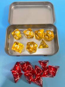 7件套星空骰子套装，铁盒包装，D&D骰子套装（D4、D6、D8、D10、D%、D20），适用于桌面游戏、万智牌、角色扮演游戏；10颗红色D4骰子，用于制作治疗药水。