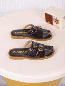 1 Pair Girls' Sandals, New Bowknot Princess Shoes, Elastic Band Design, Soft Bottom Casual Girls' Beach Shoes, Suitable For Summer Wear - Burgundy - View 5