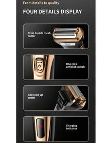 Kemei 科美三合一强力电动剃须刀面部身体毛发修剪器胡须剃须刀鼻毛耳毛修剪器男士专用 KM-1429 - 彩色 - 查看 13
