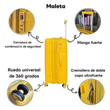Set De Tres Maletas Cuenta Con Ruedas Giratorias 360 Amarillo - Amarillo - Ver 6