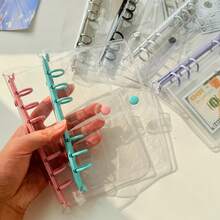 1本A6透明贴纸簿，活页夹，印章簿，贴纸背衬，集邮册，口袋本，3D贴纸，贴纸书，照片收纳袋，书皮，集换式卡牌盒，可用作相册、预算计划本、日记本、笔记本、办公用品 - 彩色 - 查看 3