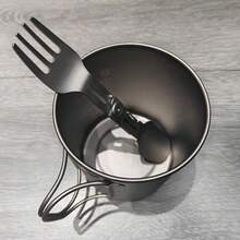 Titanium Rotating Spork - 2-In-1 Folding Spoon And Fork For Camping, Hiking, Backpacking - Lightweight, Durable Travel Utensil With Compact Design - EDC Survival (1PC) - 1 cái - Xem 4