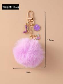 1pc Cute Faux Rabbit Tail Pom Pom Keychain, Unisex Commute Key Chain For Daily Wear Car Accessories Goth Y2k - Multicolor - View 8
