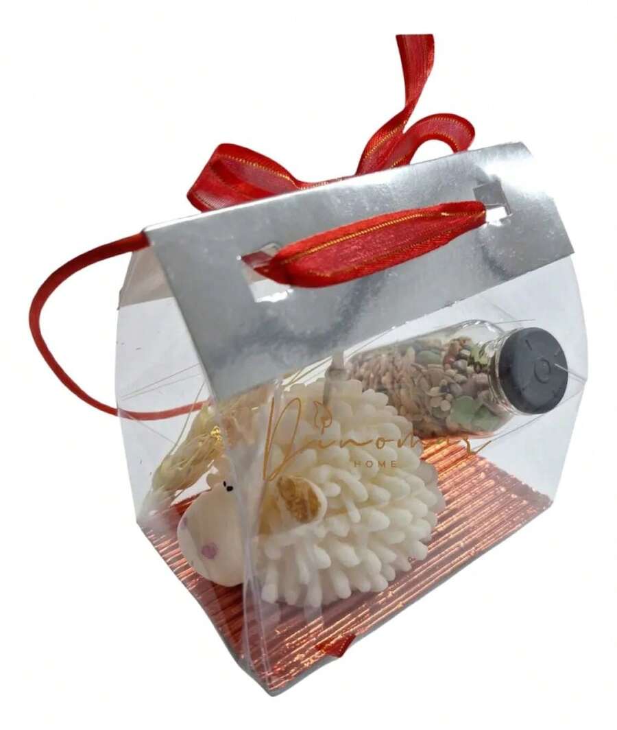 Kit De La Abundancia Vela De Borreguito, Semillas Y Espiga Navidad Año Nuevo Decoracion - Blanco - Ver 1