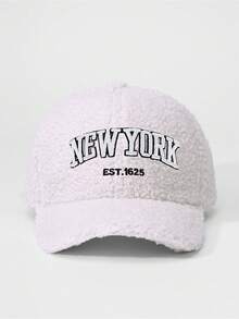 1pc Embroidered NEWYORK Teddy Fleece Adjustable Baseball Cap, Casual Outdoor Hat - Baseball Cap - View 10