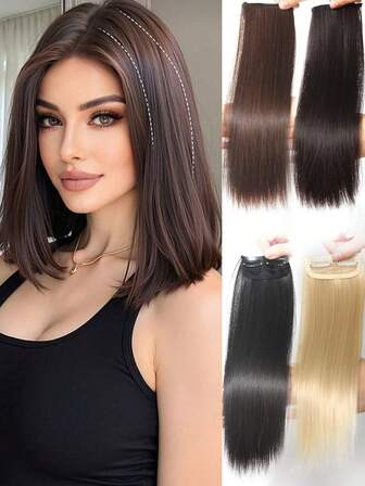 Synthetic Bangs Hair Pads Clip In Hair Extensions Natural Invisible Hair Piece Thinning Hair Adding Hair Cushion Fake False Hairpieces For Women Girl