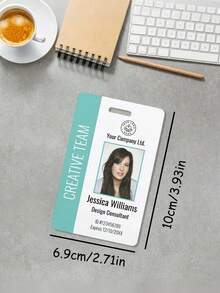 1 Personalized Custom Photo ID Badge Pendant, Work ID/Conference Badge/Business Style, ID Badge With Lanyard, PVC Portrait ID, Simply Upload A Photo To Customize, A Gift For Friends And Girlfriends, A Unique Work ID With Your Logo, Photo, And Name, Comes With A Clip, Personalized Vertical Double-Sided Photo ID Badge - Nhiều màu - Xem 2