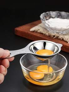 1pc Stainless Steel Egg Yolk Separator, Suitable For Restaurant Kitchen - Easy Egg Yolk Filtration And Separation Tool, Perfect Cooking And Baking Results - Silver - View 8