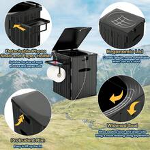XL Portable Toilet For Adults, 15.4" H Foldable Camping Toilet With Detachable Phone Shelf And Toilet Paper Holder, Waterproof With Lid For Hiking, Long Road Trips, Car - màu đen - Xem 2