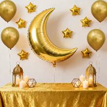 Eid Al Adha Eid Moon Star Foil Latex Balloon Bouquet Party Backdrop Decoration Set - Multicolor - View 16