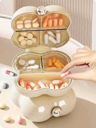 1/2pcs Seven Day Convenient Medicine Box, Powder Boxed Medicine Box, Large Capacity Portable Moisture-Proof Pill, Medicine Storage