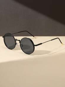 1pc Metal Round Women Fashion Glasses For Tropical Beach Vacay Outdoor Travel Shopping Street-Photography Accessories