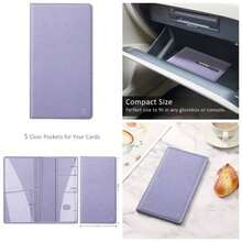 Car Registration And Insurance Card Holder, Vehicle Glove Box Card Organizer Wallet Automobile Accessories License - 紫丁香色 - 查看 1