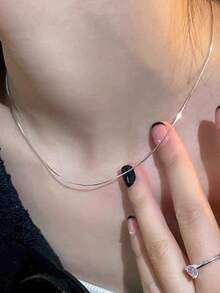 S925 Sterling Silver Snake Bone Necklace, Women Choker Sexy Minimalist Style Delicate Clavicle Neck Chain, Birthday Anniversary Thanksgiving Christmas Valentine's Day Gift For Girlfriend, With Gift Box - Silver - View 5