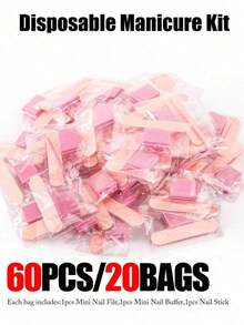 60/30/15/3pcs One-Time Manicure Set - 30pcs Individually Packaged Manicure Tools Box: Mini Nail Files, Mini Nail Buffers, Manicure Sticks (Suitable For Salon And Home), Nail Care, Artificial Nails Dedicated Manicure Tools, Back To School Essential