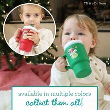 Infantino My 1st Tumbler taza de silicona para beber con pajita y asa taza de bebé resistente a derrames para poner en marcha botella de transición sin BPA verde - VerdeGrinchVerde - Ver 5