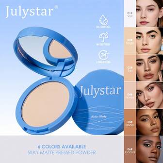 Julystar All-Day Matte Finishing Powder, 6 Shades Pressed Powder For Setting & Touch-Up, Oil Absorbing & Natural Finish