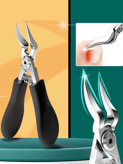 1 chiếc kìm cắt móng tay dày bằng thép không gỉ chịu lực cao - Lưỡi cong chuyên nghiệp với cạnh răng cưa, thích hợp cho móng dày/móng mọc ngược, dụng cụ cắt tỉa bền bỉ dành cho cả nam và nữ.