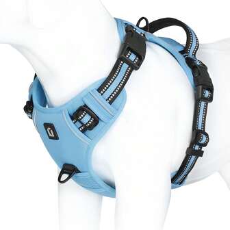 당김 방지 개 하네스, 초크 방지 전면 클립 개 반사 하네스, 소형견부터 대형견까지 쉽게 제어할 수 있는 손잡이가 있는 조절 가능한 부드러운 패딩 처리된 PET 동물 조끼