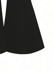 女童卡通印花圆领短袖休闲T恤和修身喇叭裤套装 - 紫色 - 查看 6