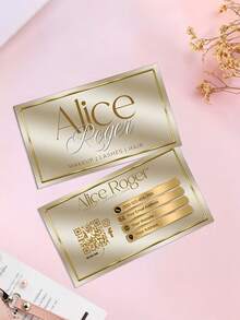 1pc Customized Champagne Gold Business Card Template, Luxury Card, Makeup Artist Card, DIY Canva Card, Eyelash Extension Branding, Elegant Design, Customizable Photo & Info Gold Social Card, Double-Sided Printing, Personalized QR Code, Personalized Gift, Customized Christmas Gift, Customized Accessories, Christmas - Multicolor - View 8