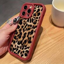 Funda protectora de precisión a prueba de caídas, impermeable, resistente a los golpes y a los arañazos, con estampado de leopardo rojo vino de TPU para Apple  6/7/8/X/Xs/Xr/Xs Max/11/12/13/14/15/16Pro Max - 1 pieza - Ver 7