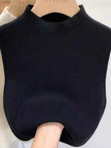 1 件女士针织仿领，黑色、白色、米色、绿色、黄色 - 條紋針織假領子 - 查看 21