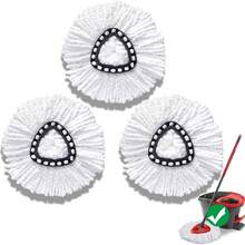 Mop Head Replacement For O-Cedar Easy Wring 1-Tank System,Exovyn Spin Mophead Replacements,Microfiber 3 Pack 360° Swivel Mop Refills,Deep Clean,Easy Cleaning,Machine Washable And Easy To Replace - 白色 - 查看 1