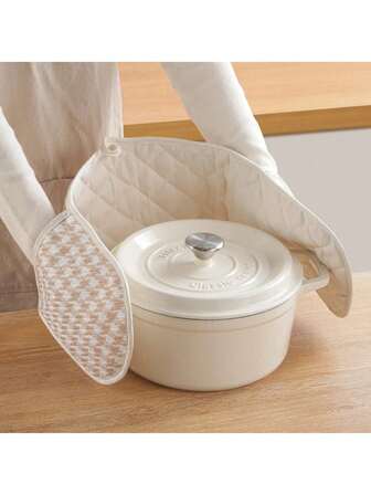 1pc Heat Resistant Oven Mitts, Thickened Double-Sided Pot Holder For Microwave, Baking, Cooking, Heat Resistant, Modern Kitchen Tools For Handling Hot Pots And Pans, Festive Holiday Cooking Gifts Friendly For Home And Kitchen Organization