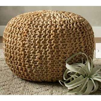 La'Grace Home Jute Pouffe Footstool Hand Knitted Braided Ottoman 50 X 50 X 35 Cm Size