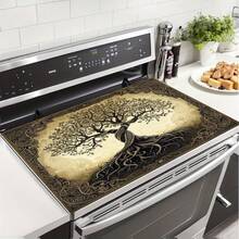 2D Flat, 1pc Elegant Tree Design Stove Protector - Vibrant Golden & Black Pattern, Non-Slip Rubber Cover For Electric Stoves, Modern Kitchen Decor Accessory, Stove Top Protector, Stove Top Cover, Artistic Stove Design, Durable Stove Cover, 2D Flat - 20,47*28,35 inch - Xem 6