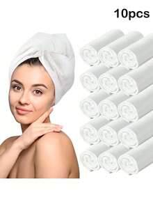 Serviette de bain jetable pour femmes à séchage rapide et absorbante - Bandeau turban super absorbant, convient aux cheveux longs, bouclés et épais. Essentiel pour la maison et les voyages, conception anti-frisottis, facile à enrouler les cheveux, séchage rapide, convient à tous les types de cheveux, taille de voyage portable, indispensable pour la plage, indispensable pour la rentrée scolaire - Blanc - Voir 10