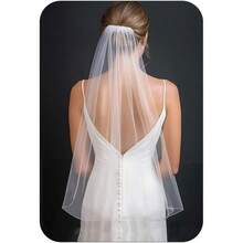 20261 Tier Bride Wedding Veils White Fingertip Bridal Tulle With Comb For Women - White - View 2