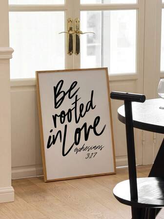 1 pieza Esté arraigado en el amor Impresión de pared de versículo bíblico Arte de pared con texto bíblico manuscrito Decoración de pared cristiana minimalista - Sin marco