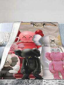 Kawss Kawaii Kaw Blanket The Ultimate Anime Fan Gift - Luxuriously Soft Flannel Blanket, Cartoon Printed Throw For Home, Camping, Travel, Perfect For Christmas & Birthdays - màu đen - Xem 1