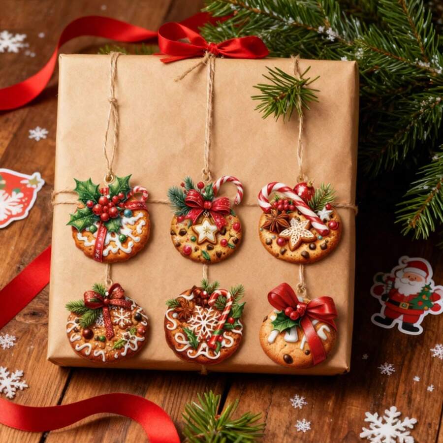 Christmas Cookie Ornaments 18 Piece Set Festive Holiday Hanging Decor with Holly Candy Cane and Snowflake - Multicolor - Ver 1