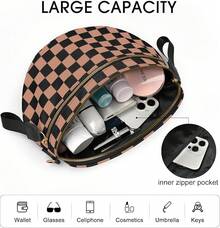 Checkered Nylon Crossbody Bag Bum Bag For Women Spacious Checkered Crossbody Purses Shoulder Handbag - Khaki Checkered - View 3