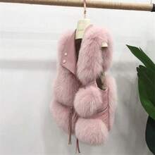 Short Faux Fox Fur Vest For Women Fashion Women Vest - Bụi hồng - Xem 1
